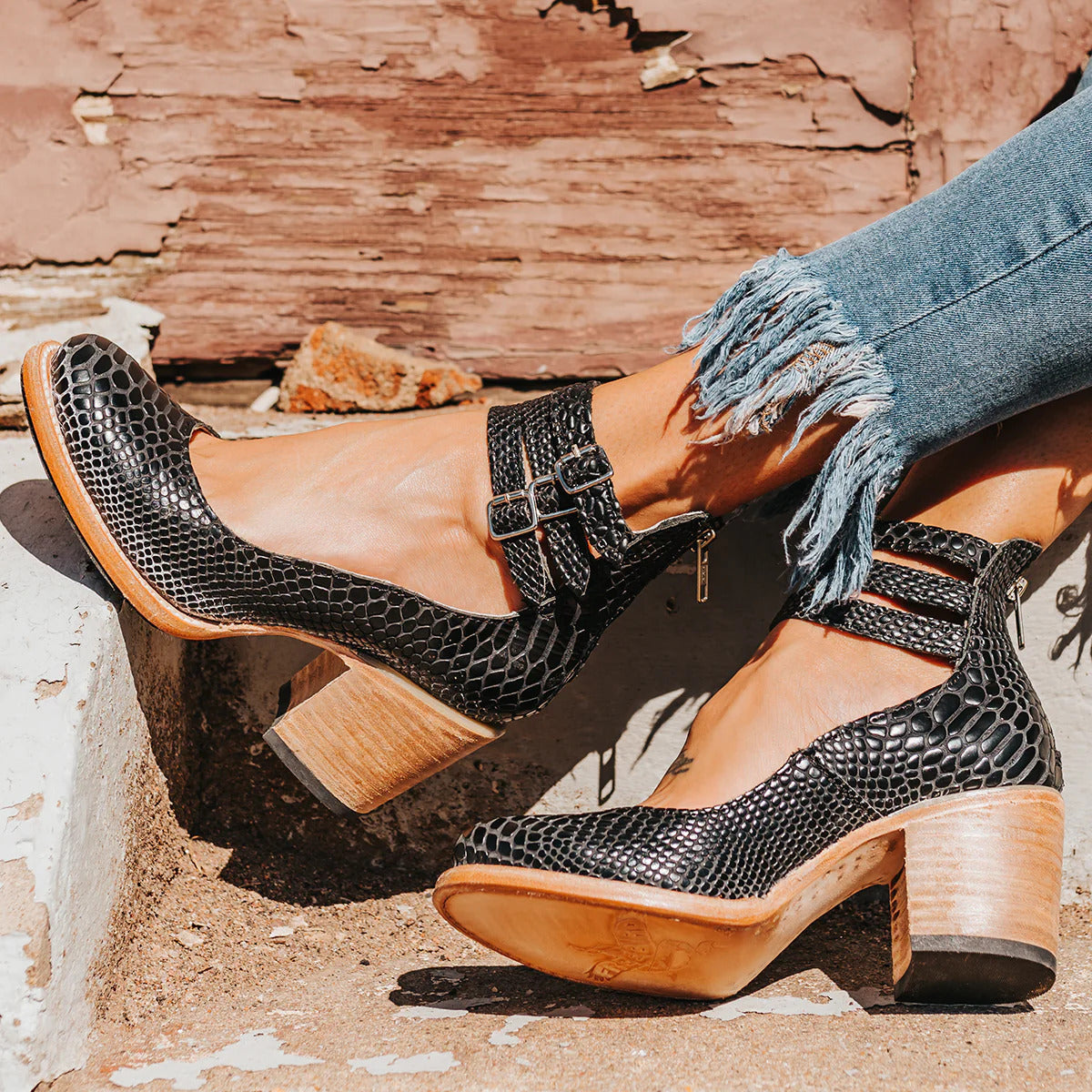 Mila | Block Heel Ankle Boots With Buckle Straps For Women