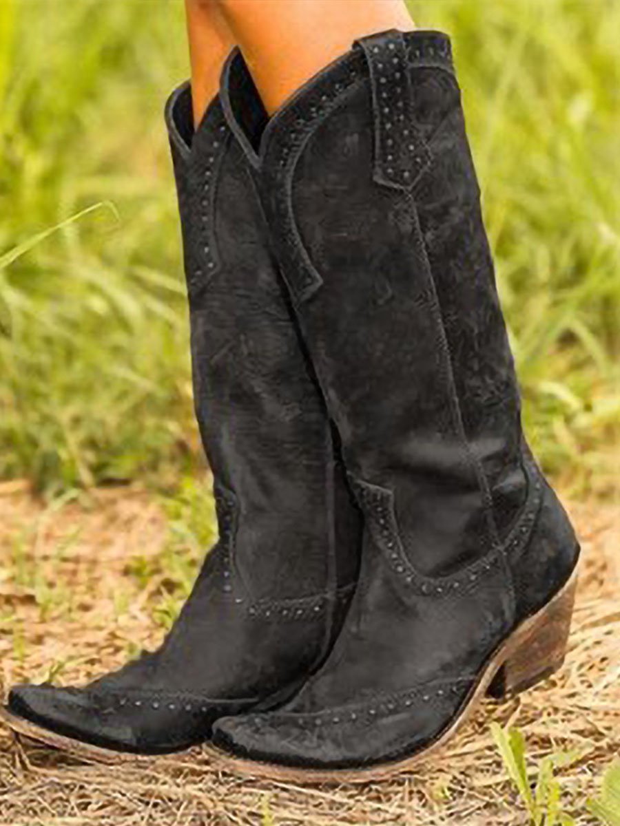 Amaris | Studded Knee-High Cowboy Boots For Women