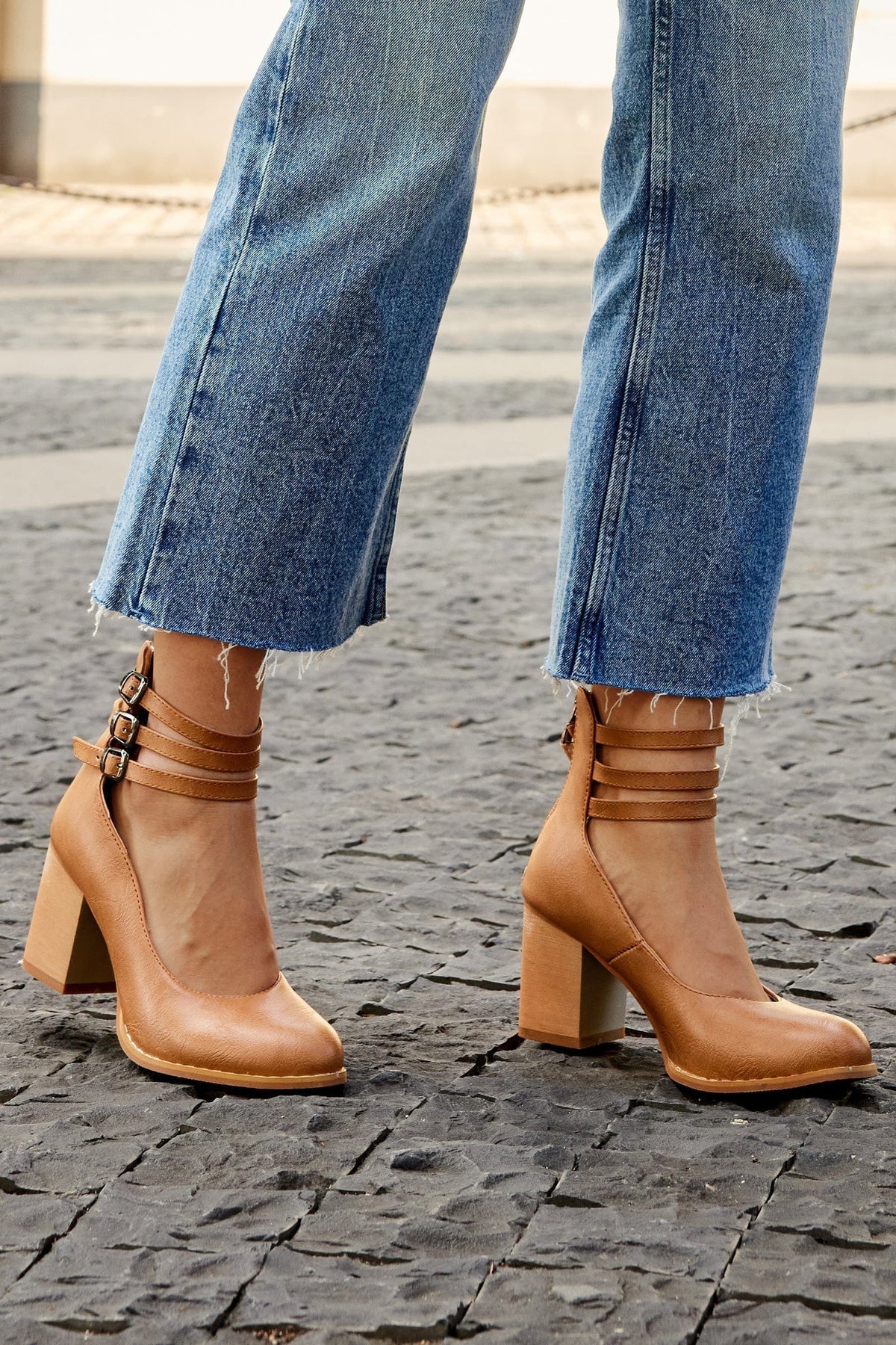 Johanna | Triple Buckle Block Heel Ankle Boots For Women