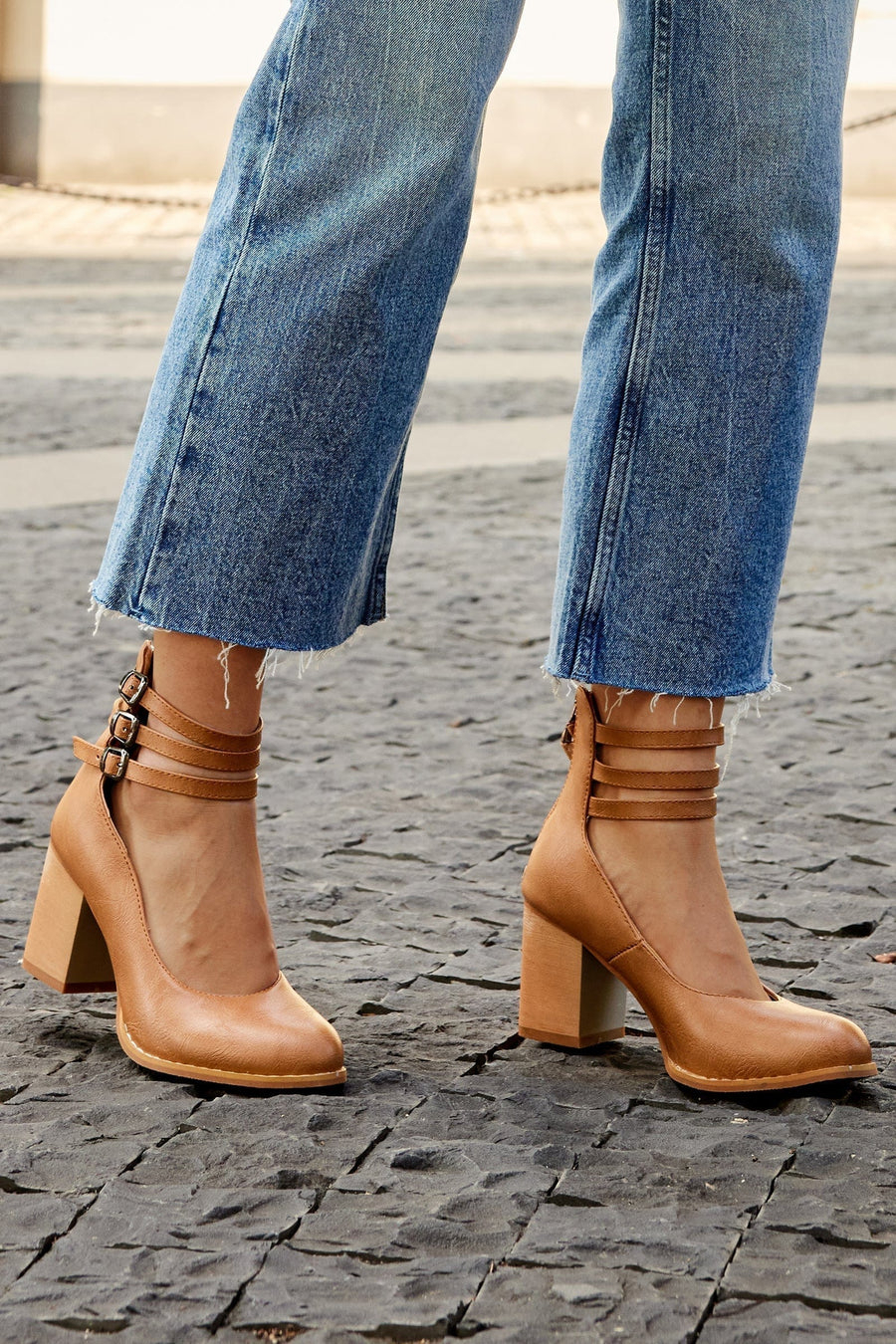 Johanna | Triple Buckle Block Heel Ankle Boots For Women