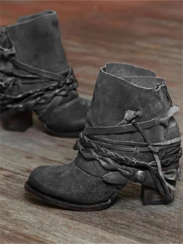Genevieve | Lace-Up Braided Ankle Boots For Women