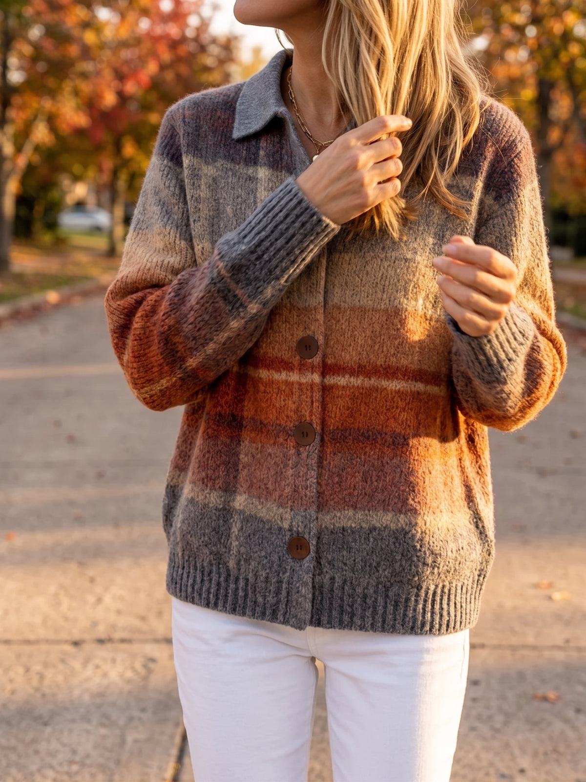 Edith | Fall Ombre Plaid Cardigan