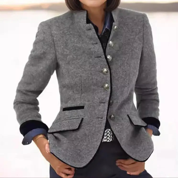 Zoë | Wool Blazer With Contrast Trim For Women