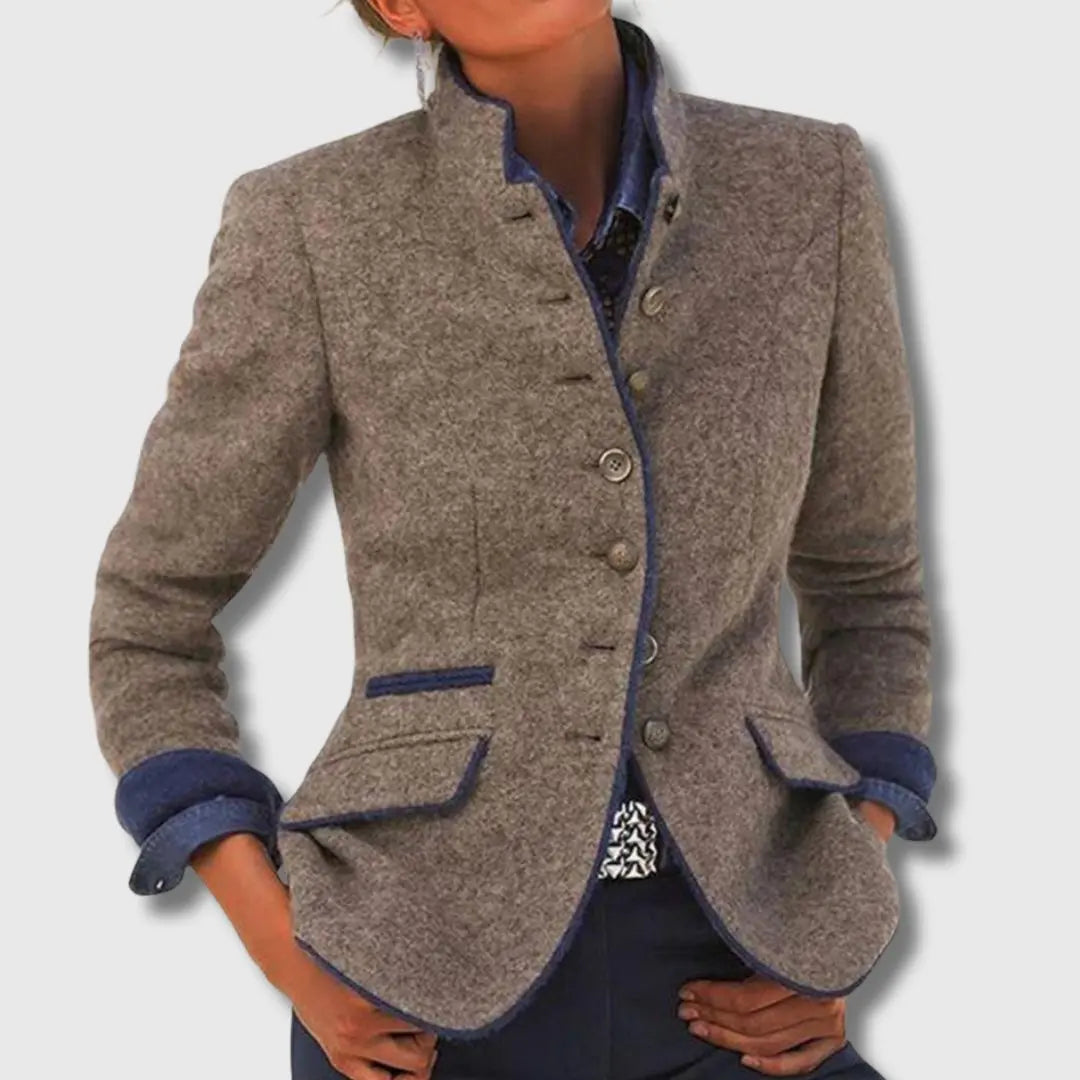 Zoë | Wool Blazer With Contrast Trim For Women