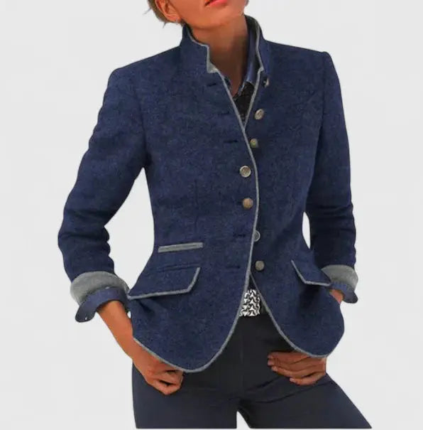 Zoë | Wool Blazer With Contrast Trim For Women
