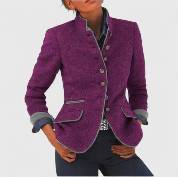 Zoë | Wool Blazer With Contrast Trim For Women