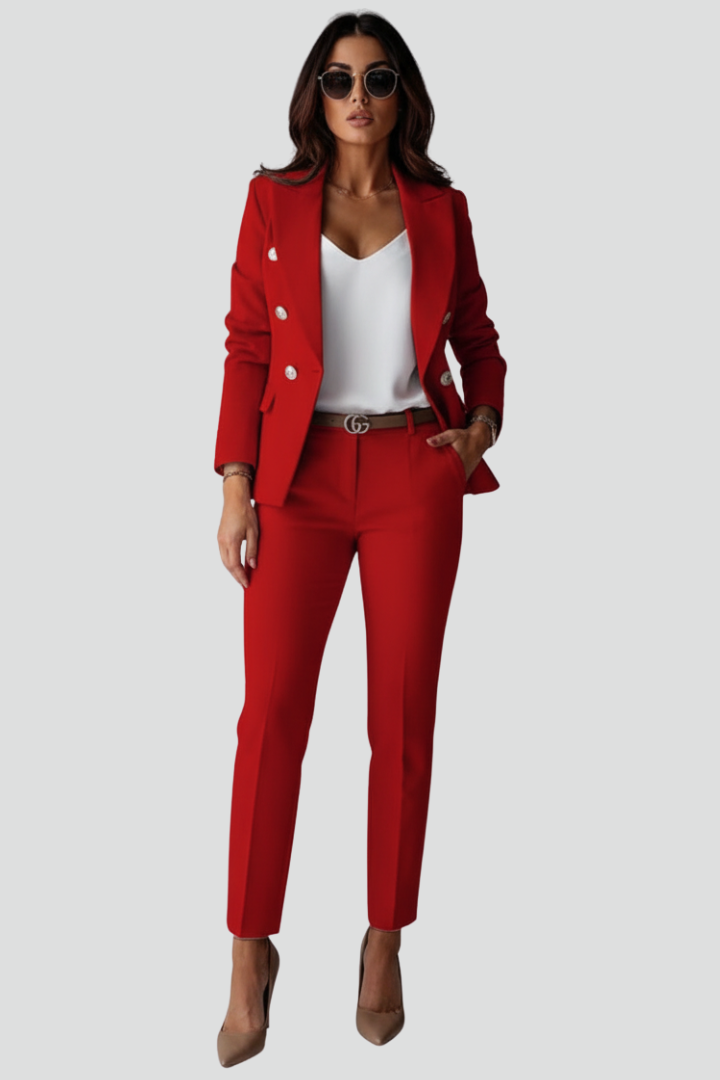 Sydney | Double-Breasted Blazer And Straight Leg Trouser Set For Women