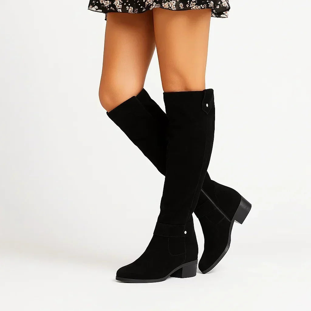 Colette | Knee-High Suede Boots With Block Heel For Women