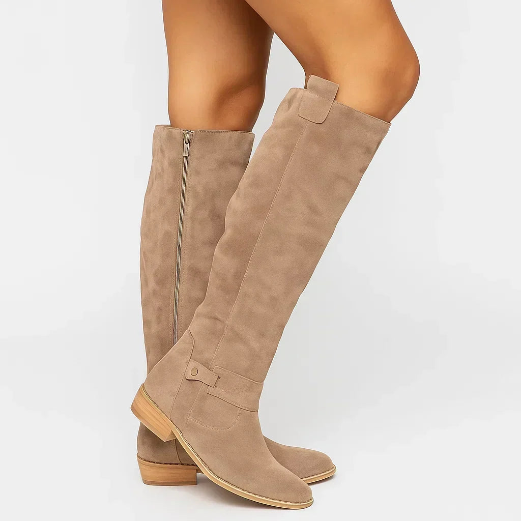 Colette | Knee-High Suede Boots With Block Heel For Women