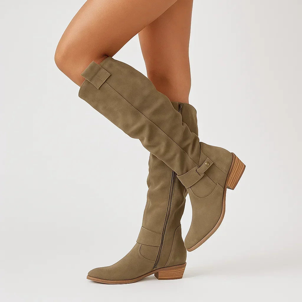 Colette | Knee-High Suede Boots With Block Heel For Women