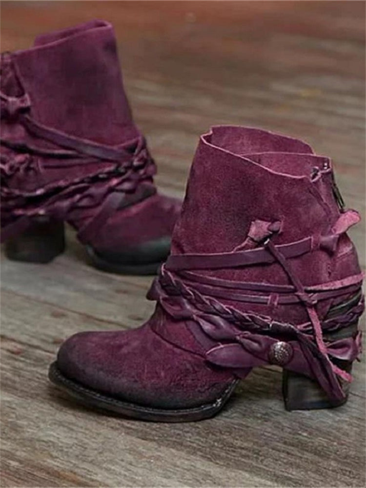 Genevieve | Lace-Up Braided Ankle Boots For Women