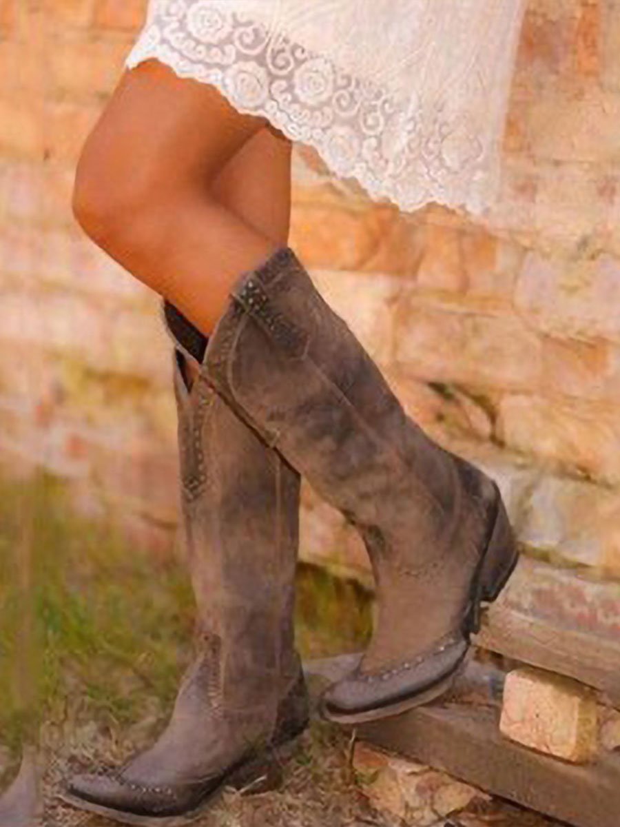 Amaris | Studded Knee-High Cowboy Boots For Women