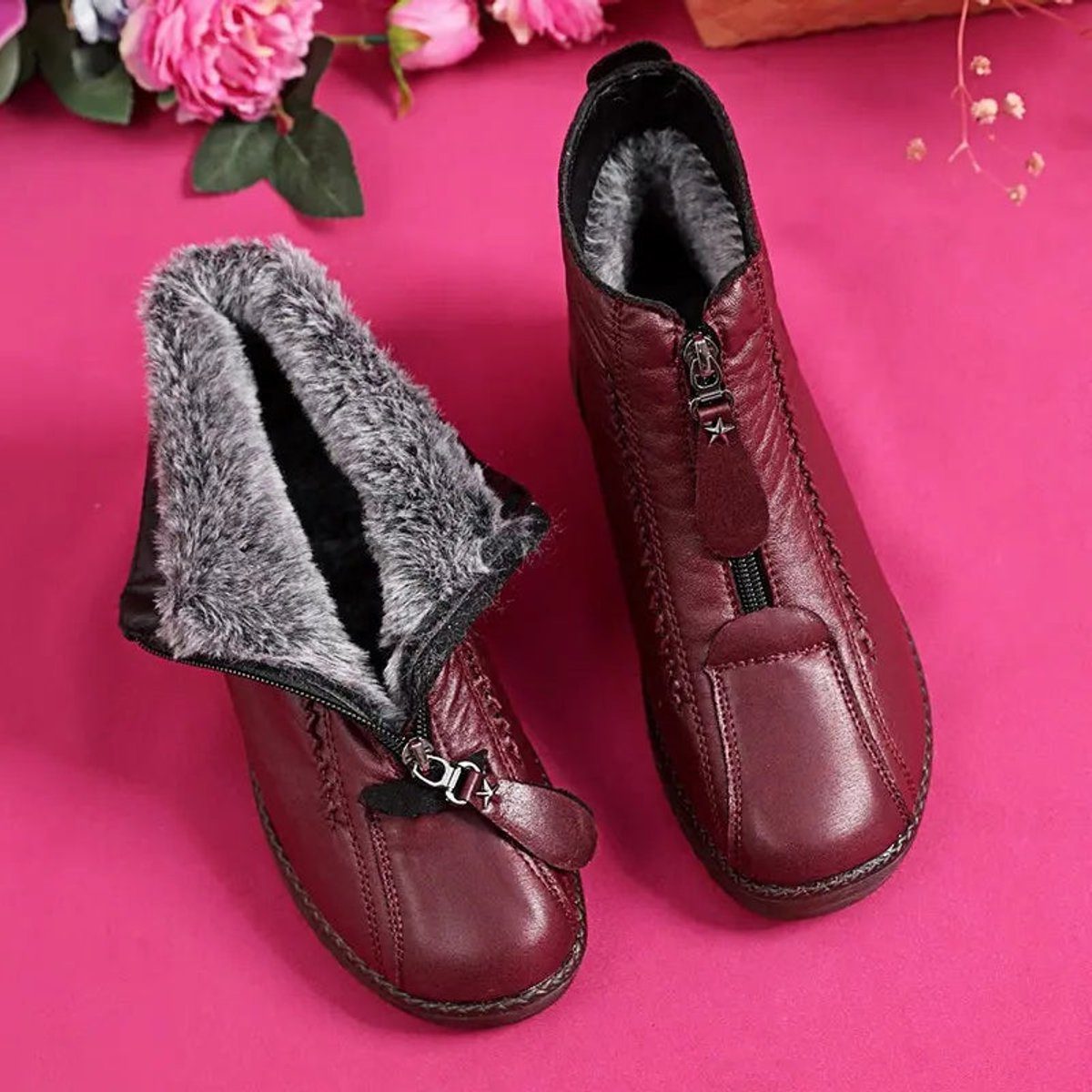Eulalia | Fleece-Lined Ankle Boots With Zip Closure For Women