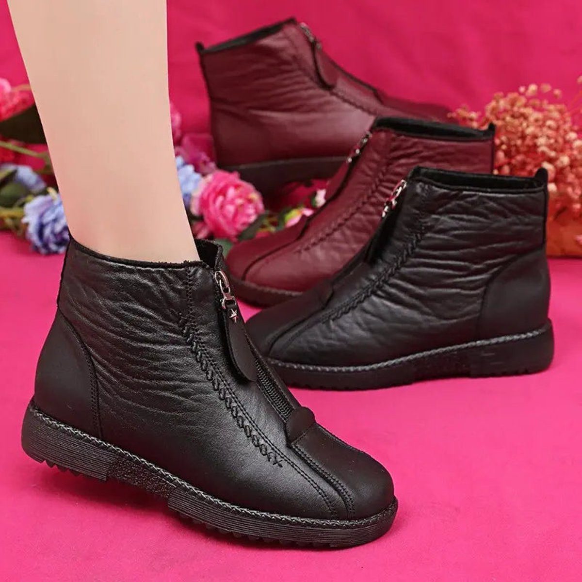Eulalia | Fleece-Lined Ankle Boots With Zip Closure For Women