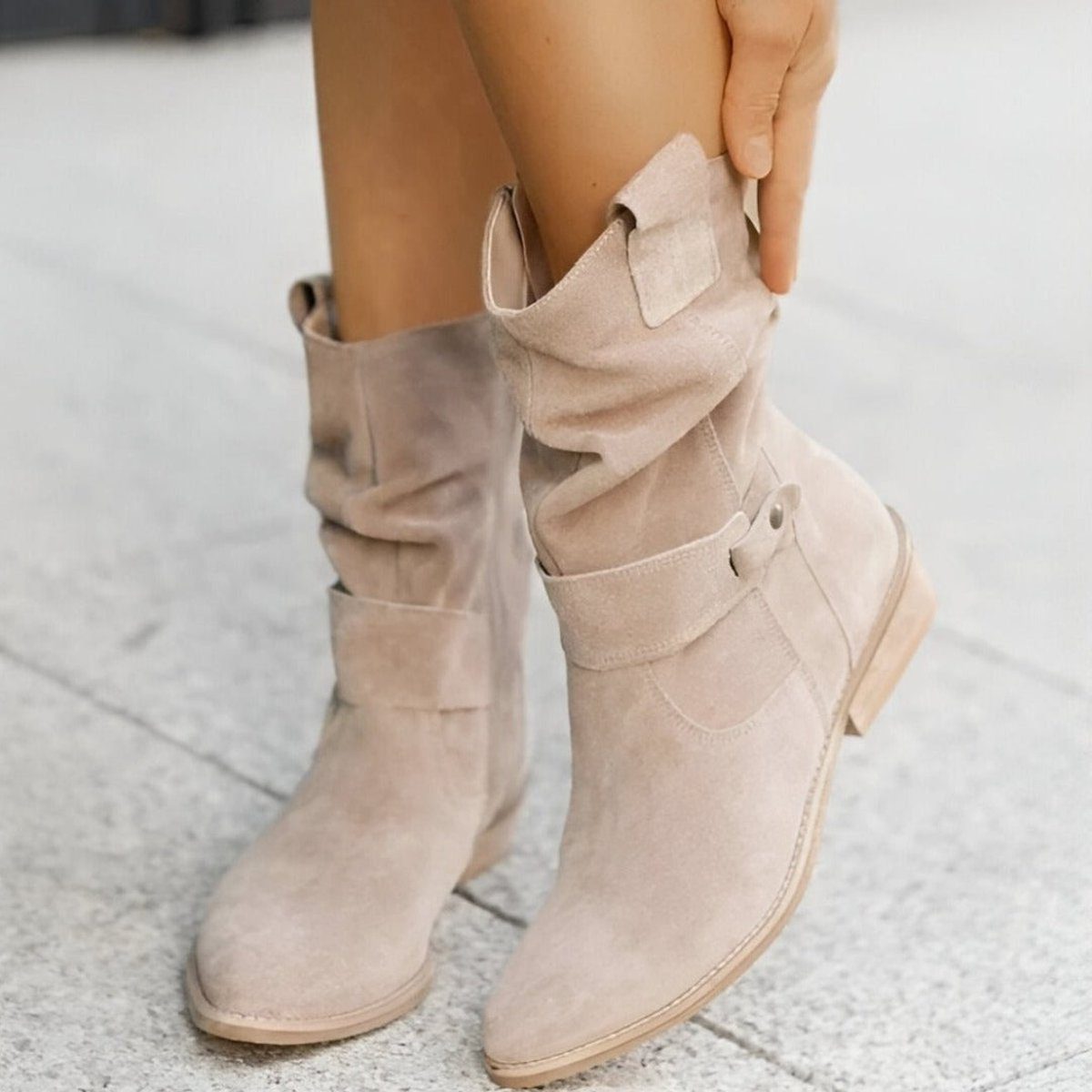 Ewa | Slouchy Block Heel Mid-Calf Boots For Women