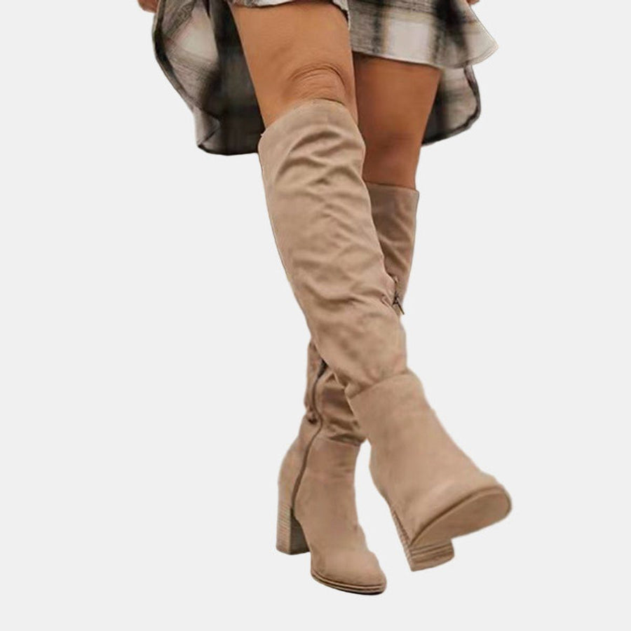 Flavia | Stretch Over-The-Knee Block Heel Boots For Women