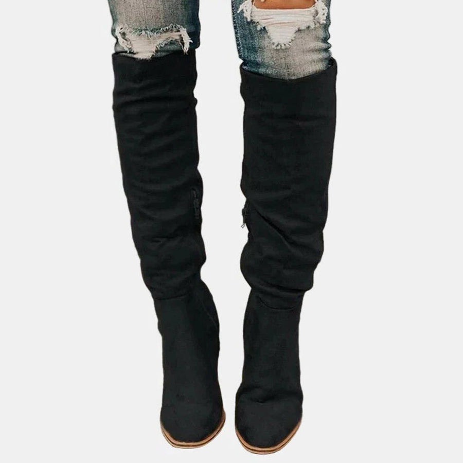 Flavia | Stretch Over-The-Knee Block Heel Boots For Women