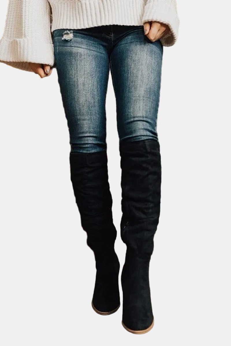 Flavia | Stretch Over-The-Knee Block Heel Boots For Women