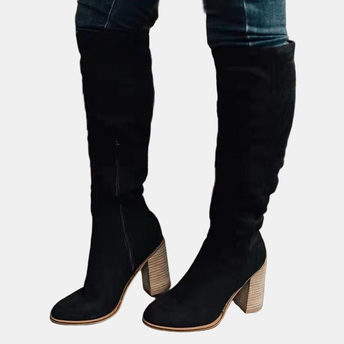 Flavia | Stretch Over-The-Knee Block Heel Boots For Women