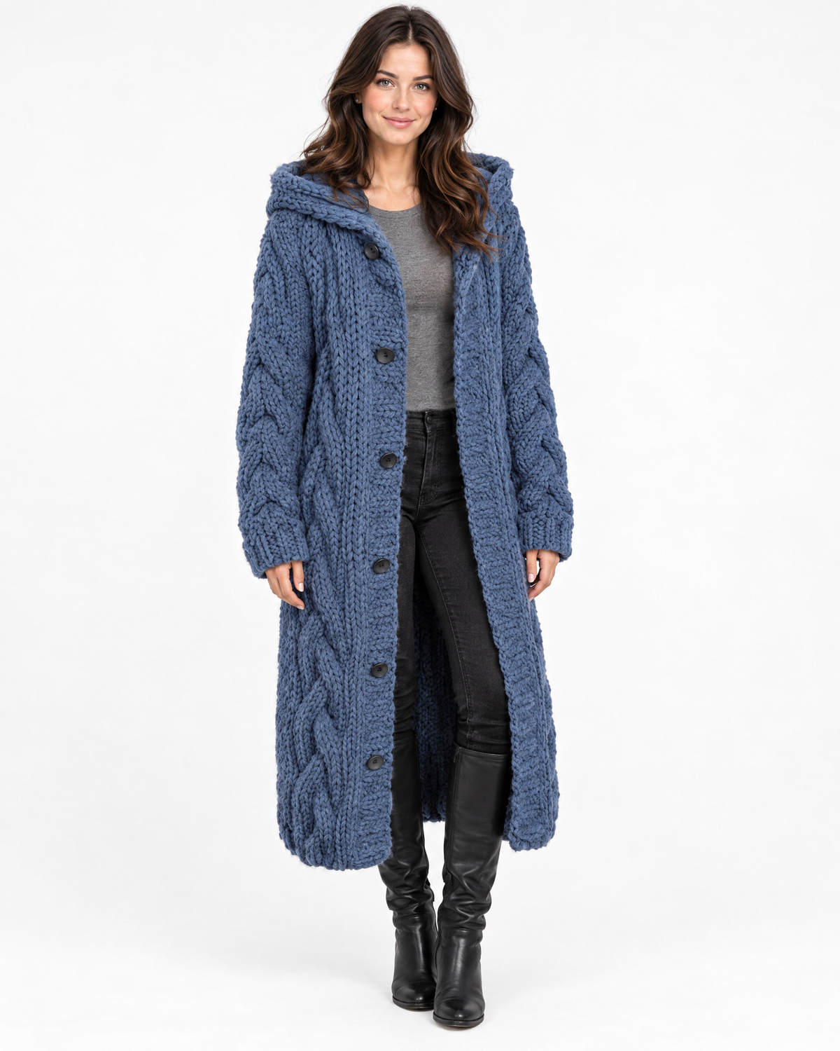 Edith | Classic Womens Jumper Cable Knit Longline