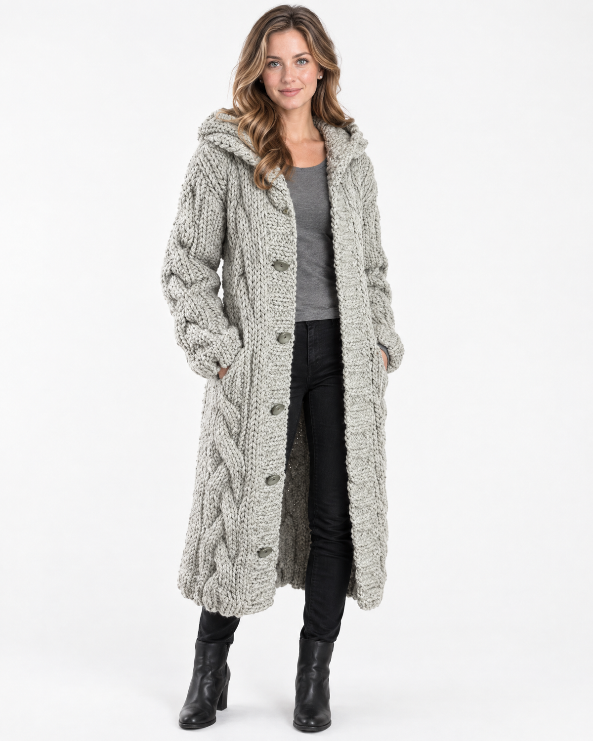Edith | Classic Womens Jumper Cable Knit Longline