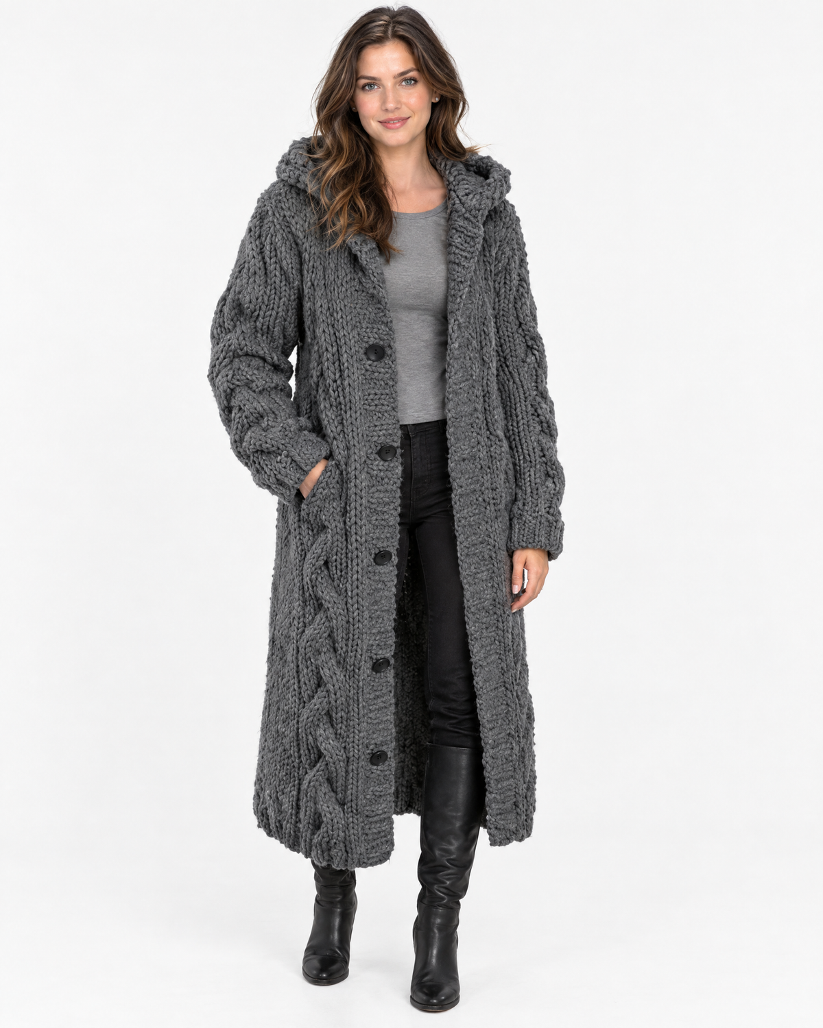 Edith | Classic Womens Jumper Cable Knit Longline