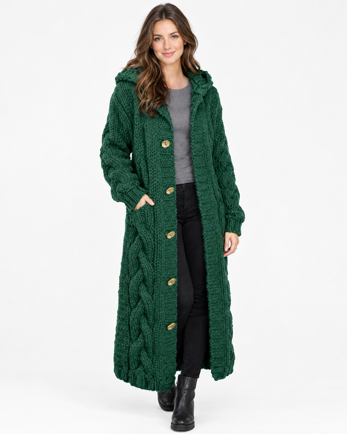 Edith | Classic Womens Jumper Cable Knit Longline