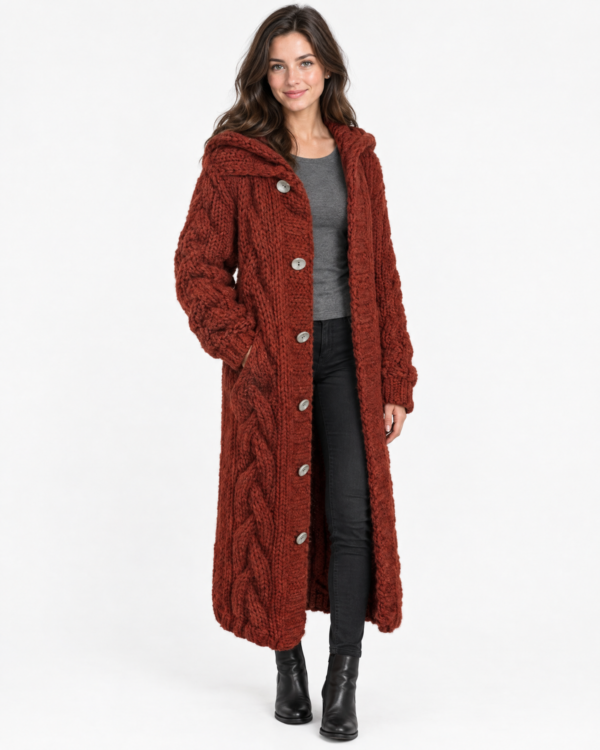 Edith | Classic Womens Jumper Cable Knit Longline