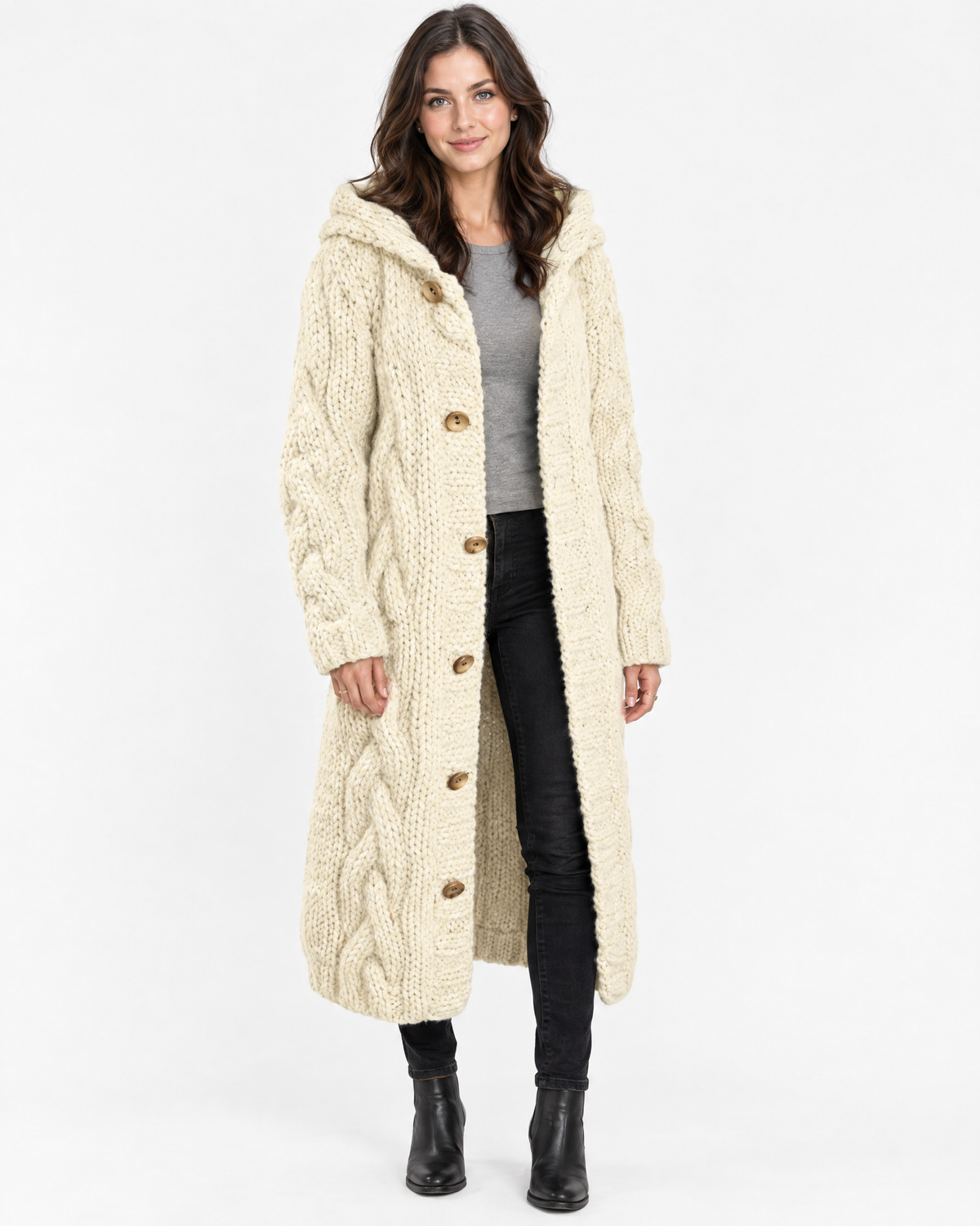Edith | Classic Womens Jumper Cable Knit Longline