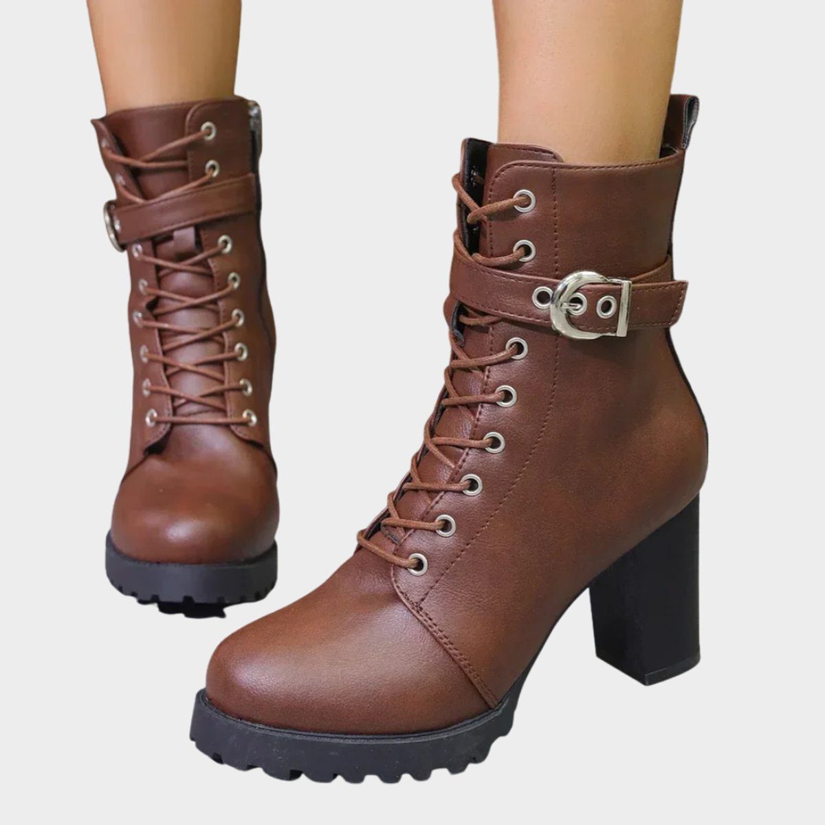 Hope | Block Heel Combat Ankle Boots With Lace-Up For Women