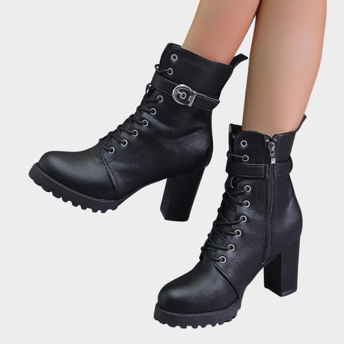 Hope | Block Heel Combat Ankle Boots With Lace-Up For Women