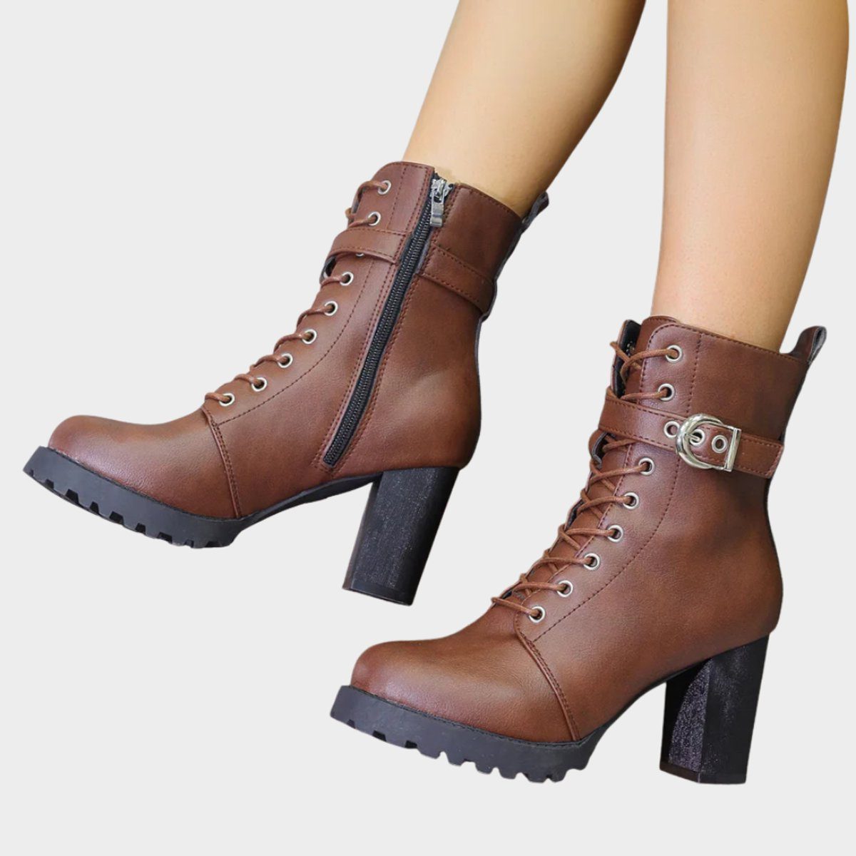 Hope | Block Heel Combat Ankle Boots With Lace-Up For Women