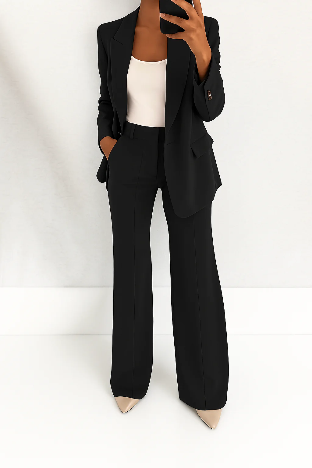 Wide Leg Blazer Suit Set For Women