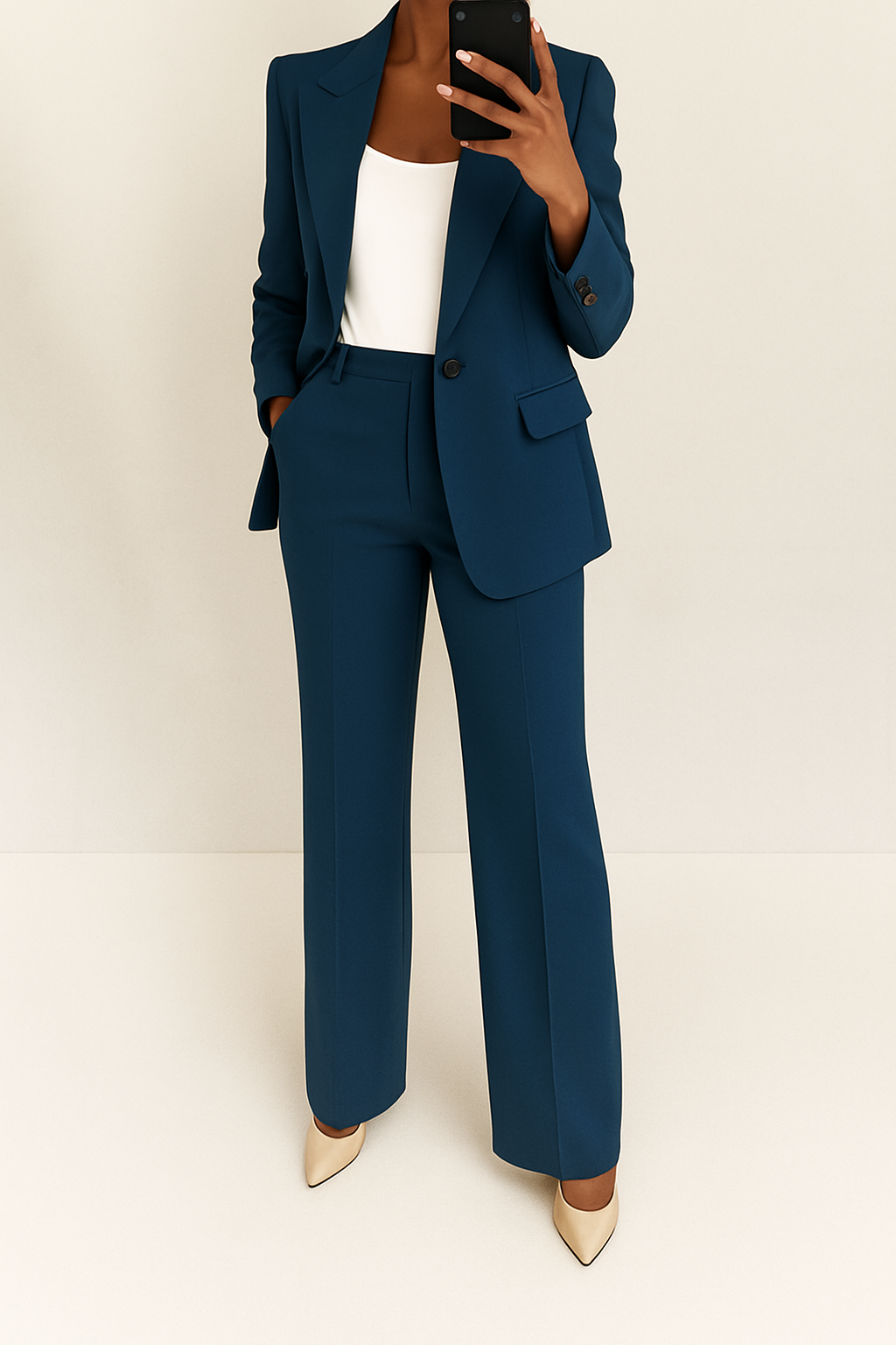 Wide Leg Blazer Suit Set For Women