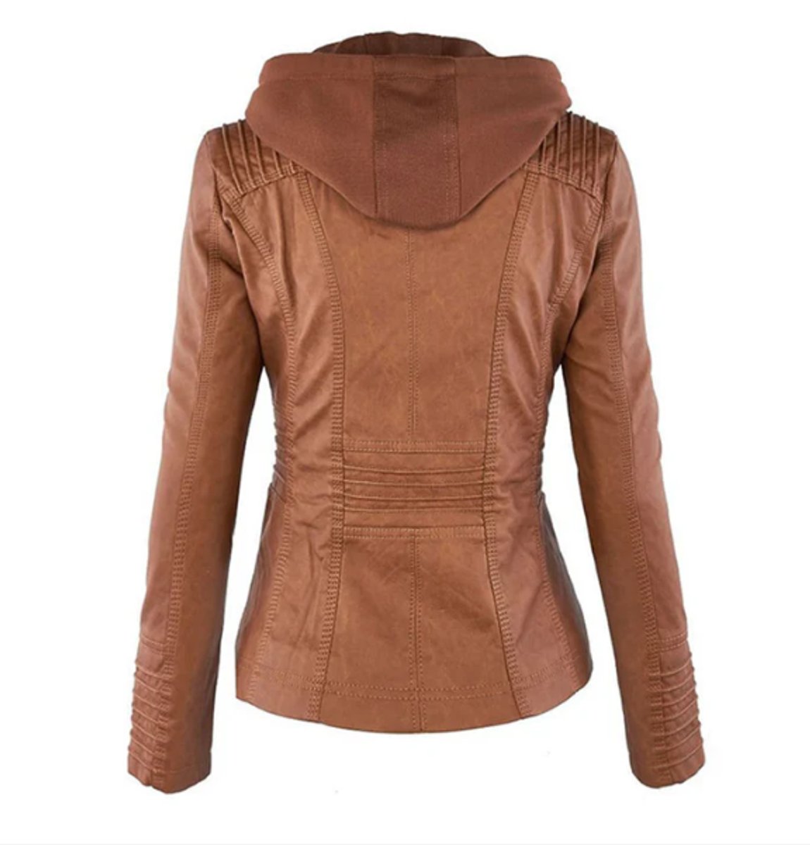 Victoria | Women's Hooded Leather Moto Jacket Zip-Up