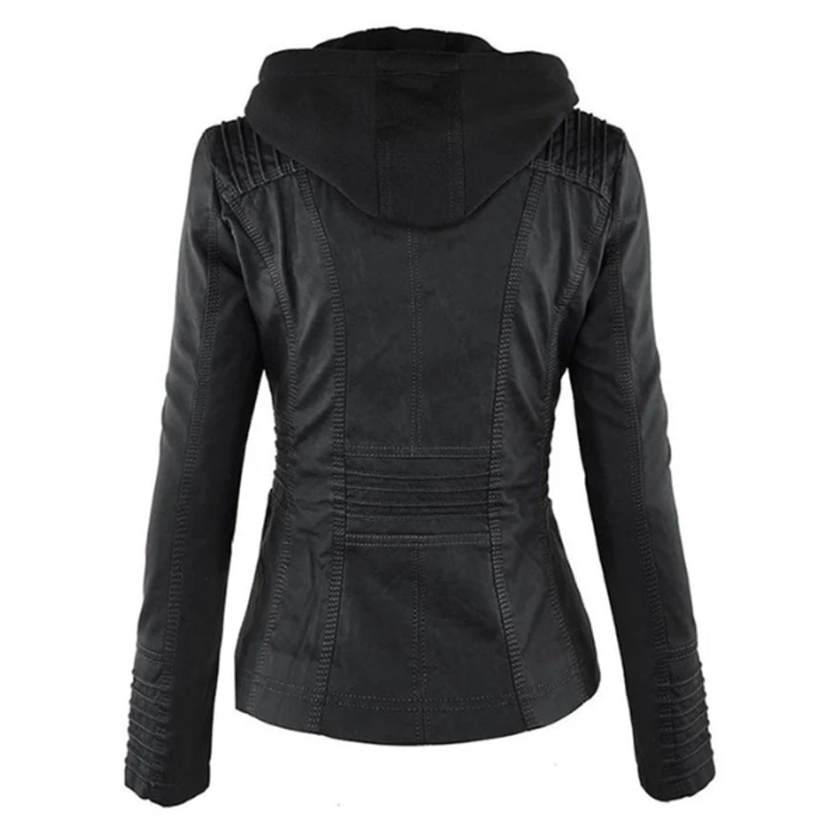 Victoria | Women's Hooded Leather Moto Jacket Zip-Up