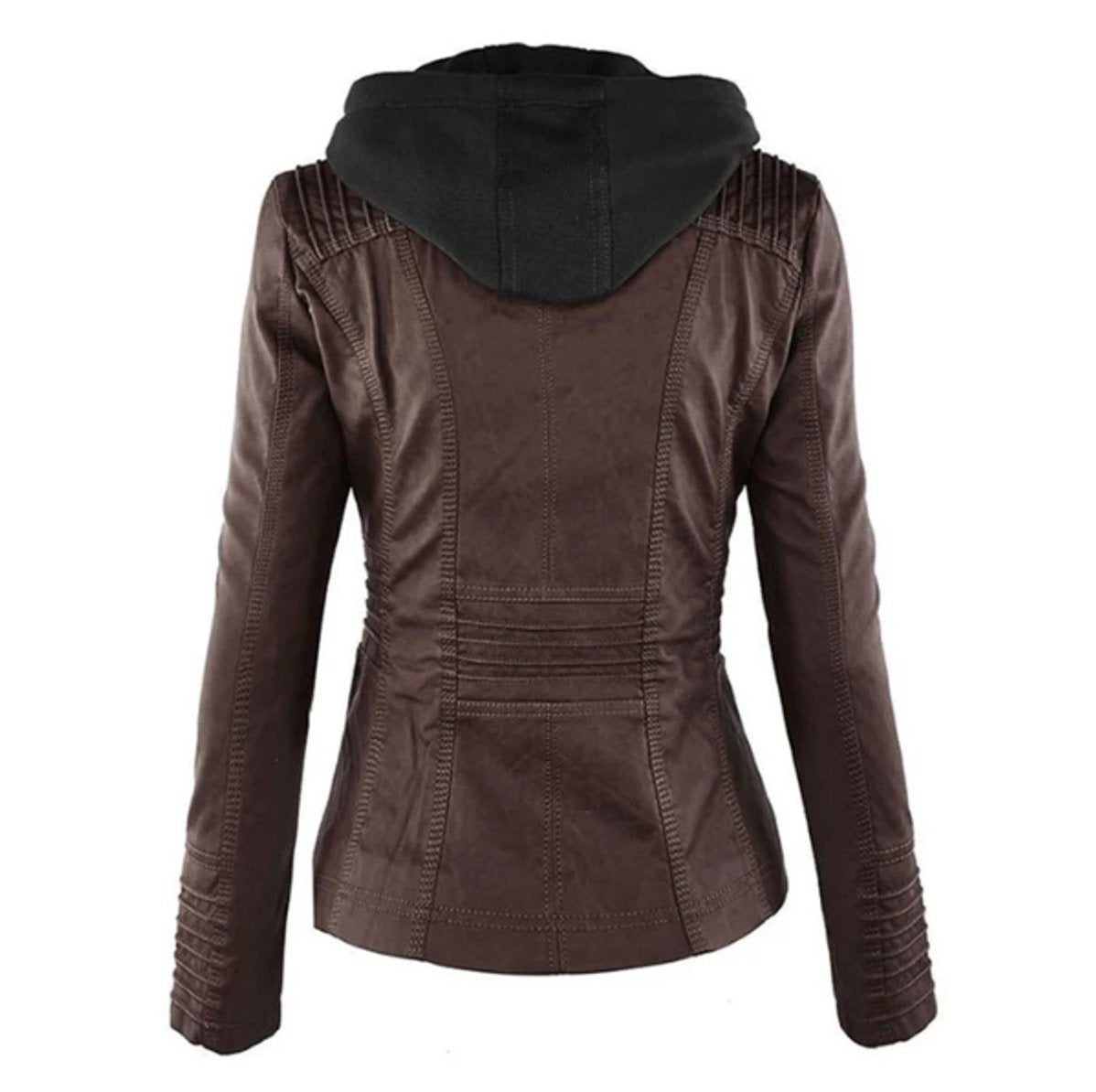 Victoria | Women's Hooded Leather Moto Jacket Zip-Up