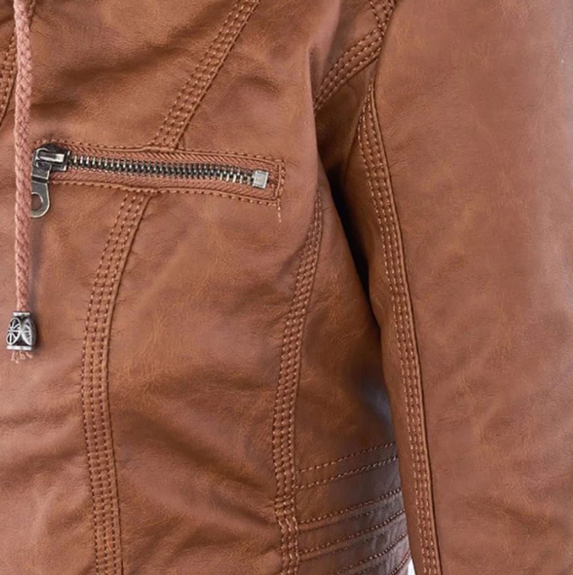 Victoria | Women's Hooded Leather Moto Jacket Zip-Up